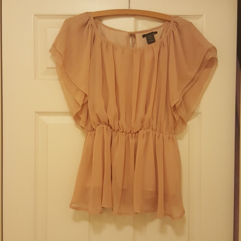 Elegant sheer cream top by Timing